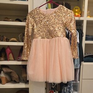 Cat & Jack Gold Sequin and Pink Tulle Kids Costume Dress